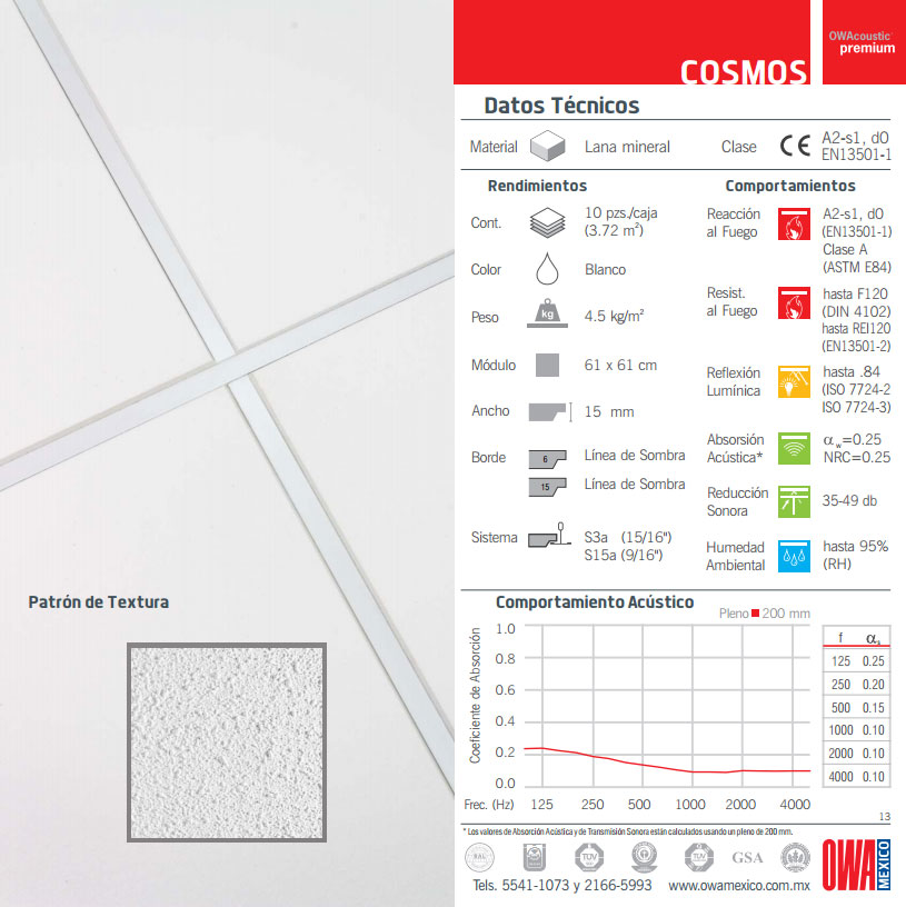 Cielorraso Fibra Mineral modelo Cosmos